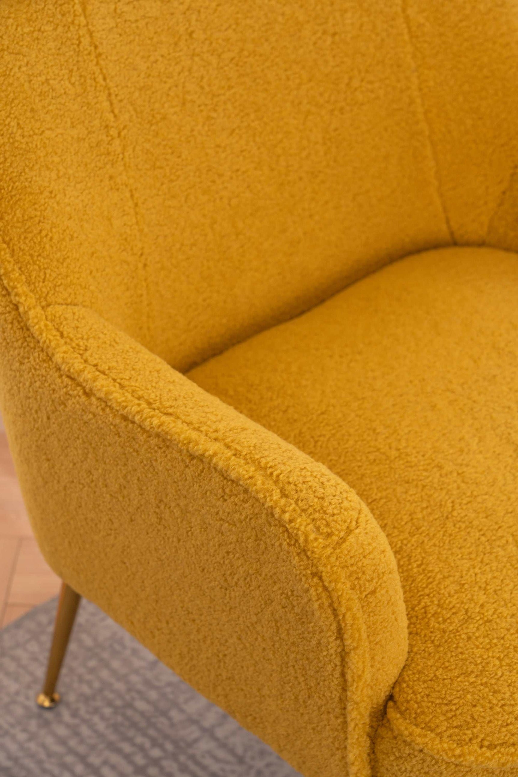 Volta Soft Yellow Teddy Accent Chair - Ornate Home