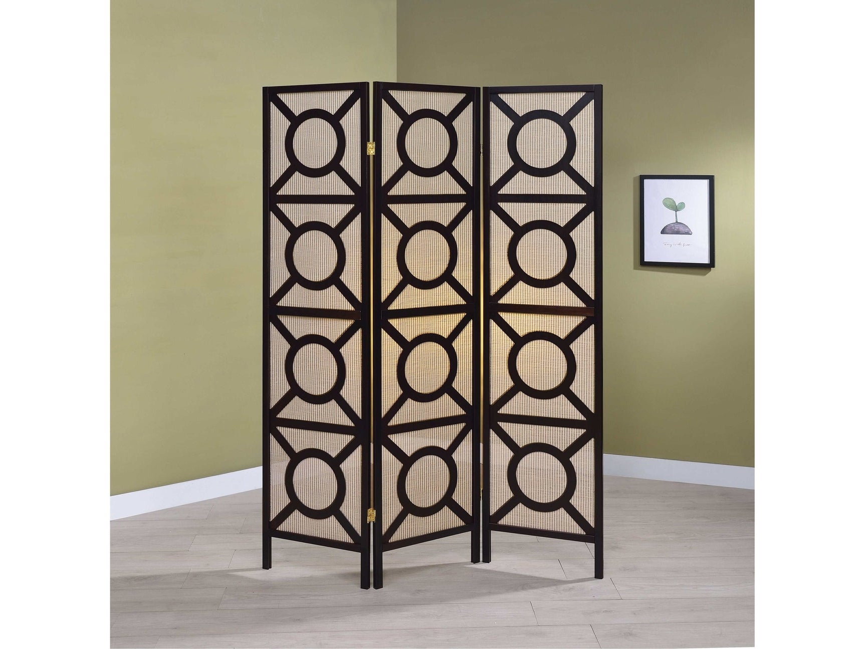Vulcan Cappuccino & Tan 3pc Panel Screen - Ornate Home