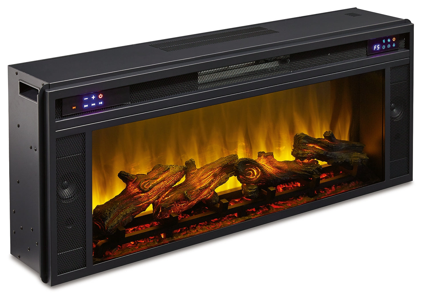 W100-12 / Electric Fireplace Insert Black 43" (Realistic Looking Logs) - Ornate Home