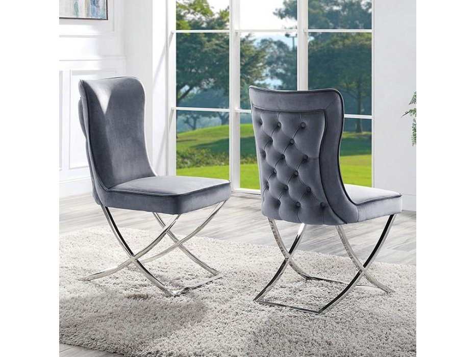 Wadenswil Chrome & Gray Side Chair (Set of 2) - Ornate Home