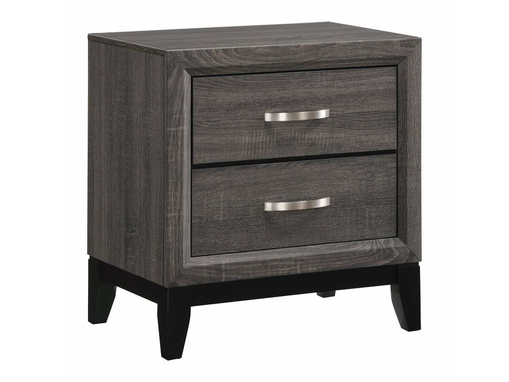 Watson Grey Oak & Black Nightstand - Ornate Home