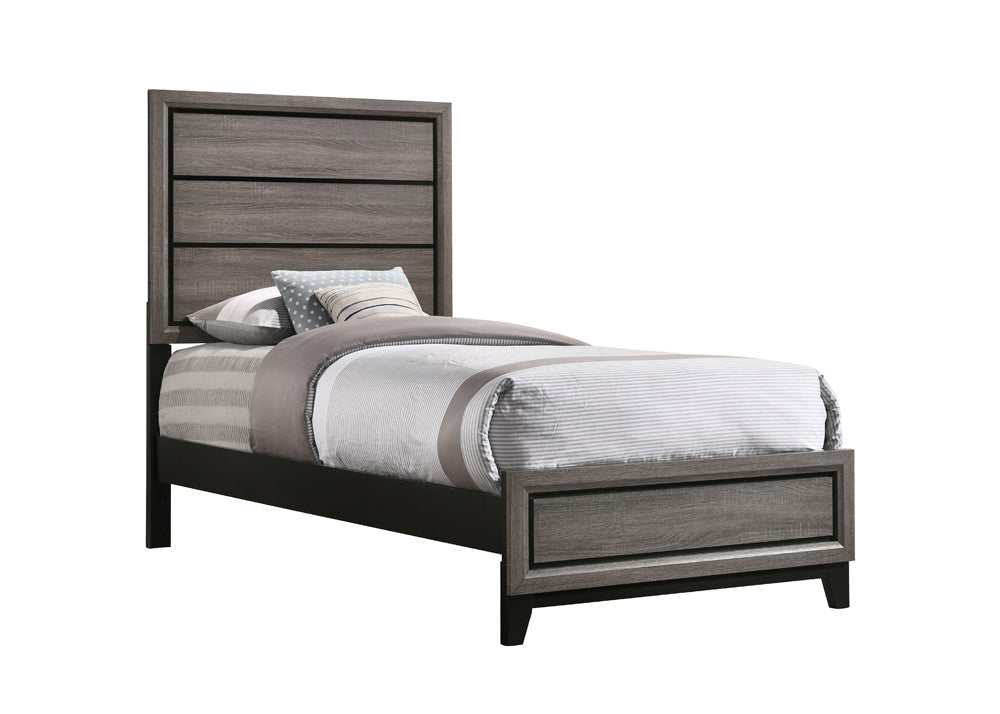 Watson Grey Oak / Black Twin Bed 5 Pc Set - Ornate Home