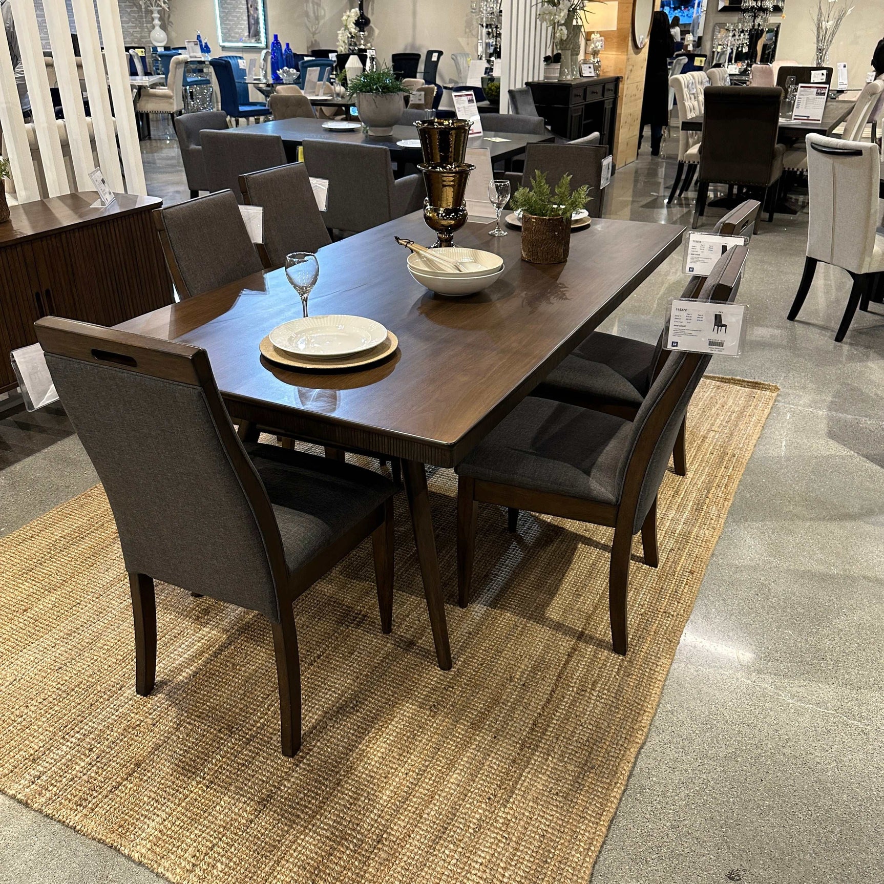 Wes Grey & Dark Walnut 7pc Rectangular Dining Room Set - Ornate Home