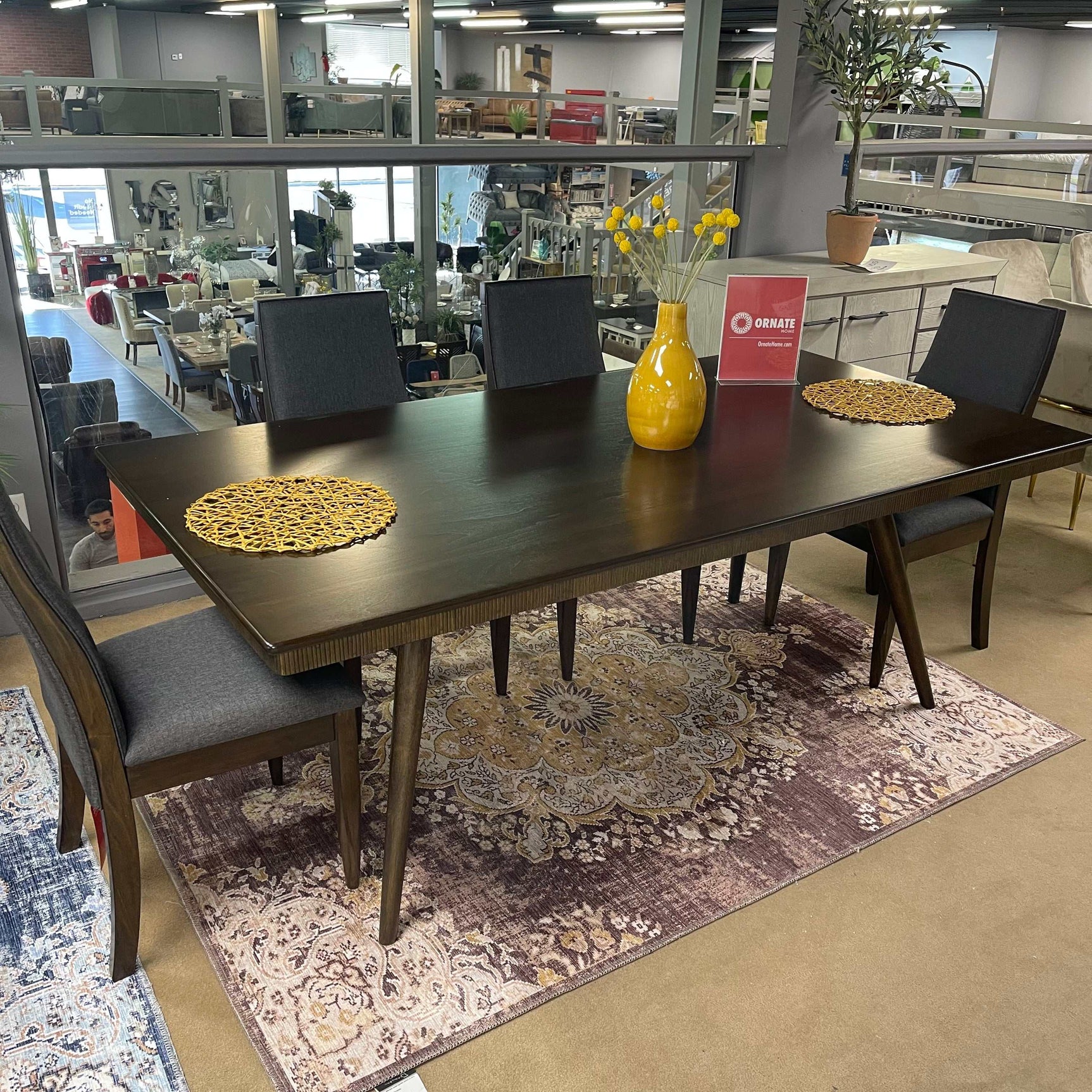 Wes Grey & Dark Walnut 7pc Rectangular Dining Room Set - Ornate Home