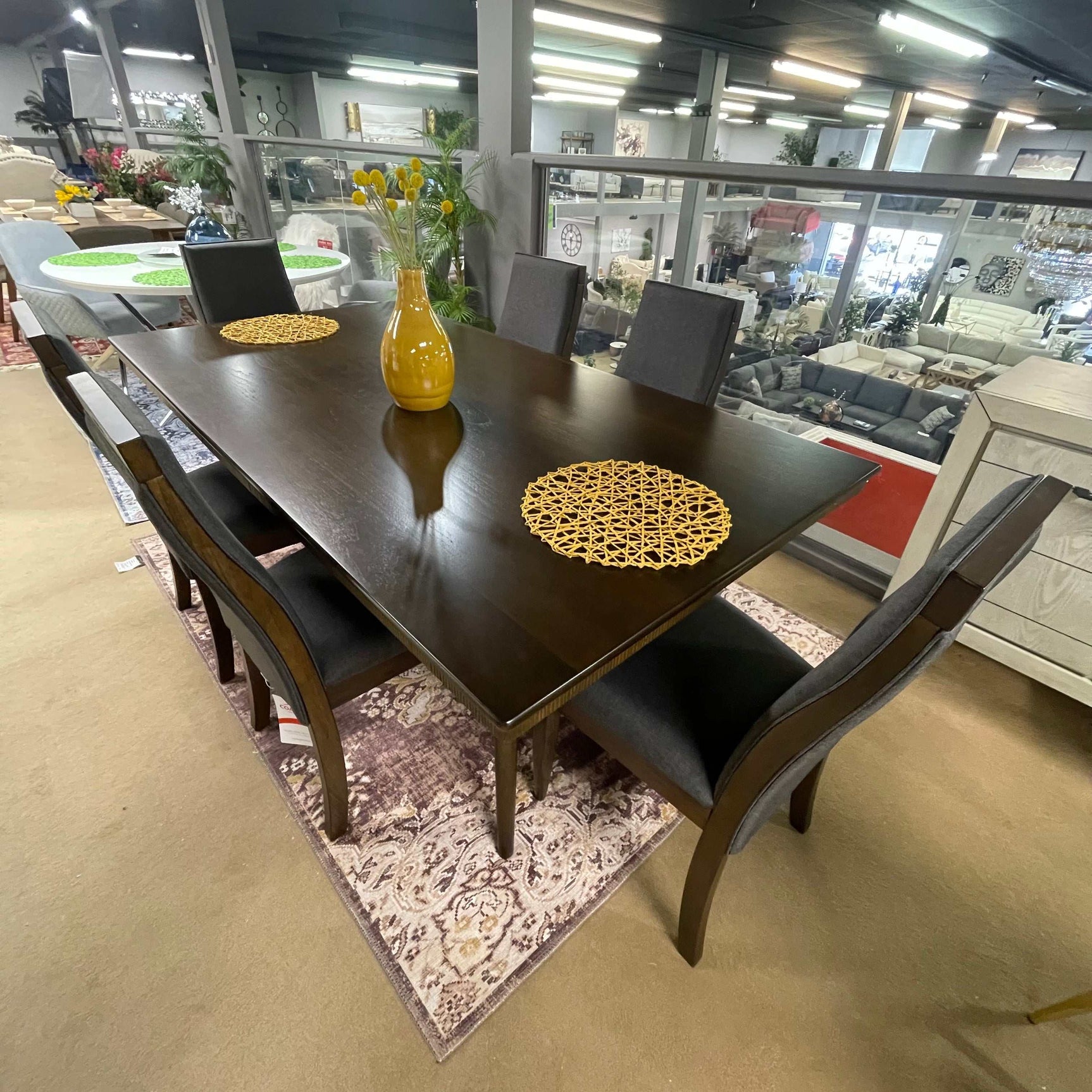 Wes Grey & Dark Walnut 7pc Rectangular Dining Room Set - Ornate Home