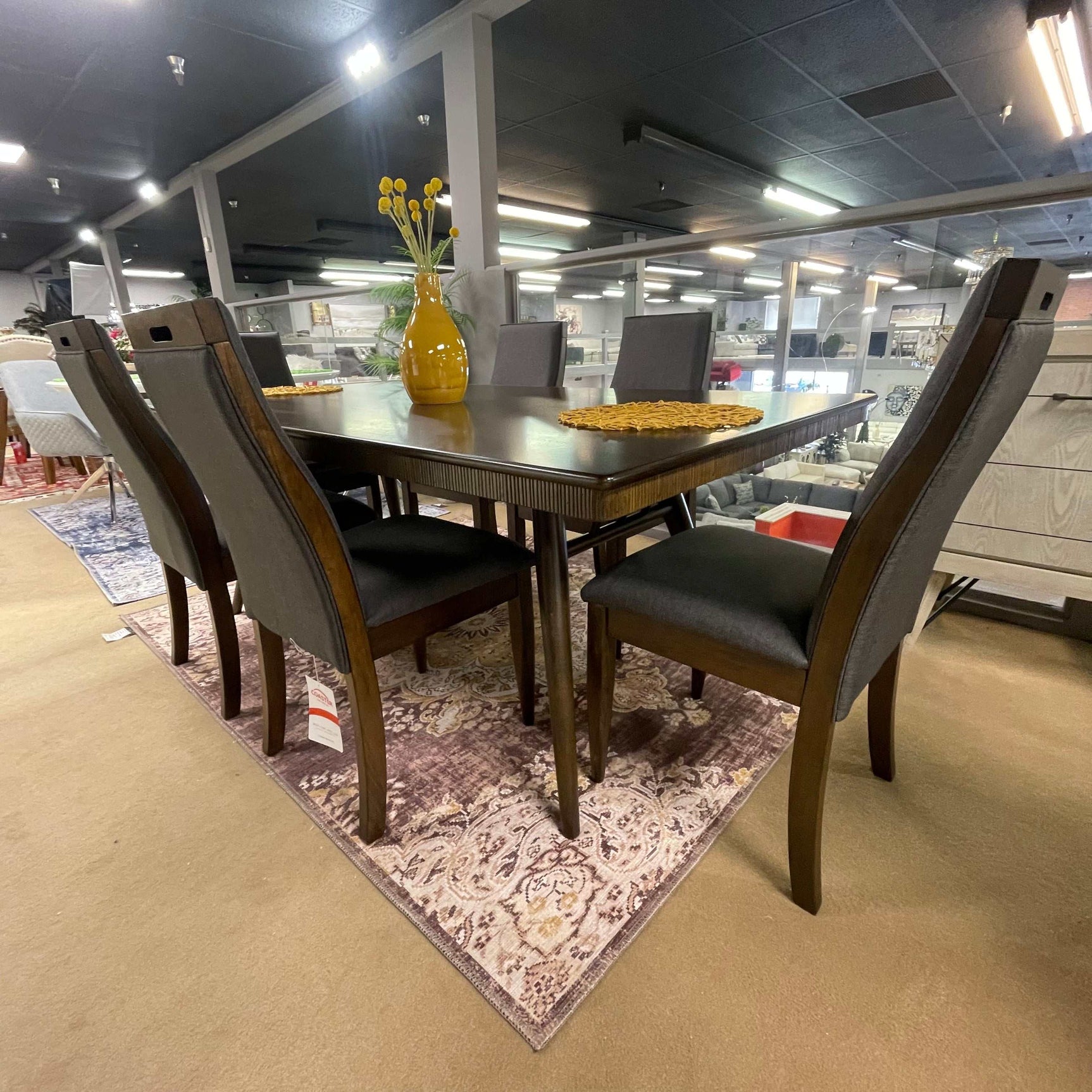 Wes Grey & Dark Walnut 7pc Rectangular Dining Room Set - Ornate Home