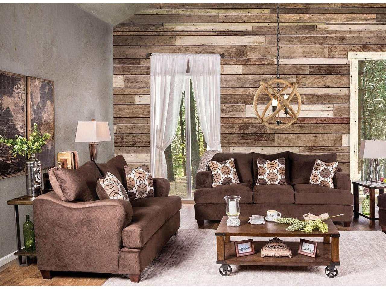 Wessington Chocolate Stationary Sofa & Loveseat 2pc - Ornate Home