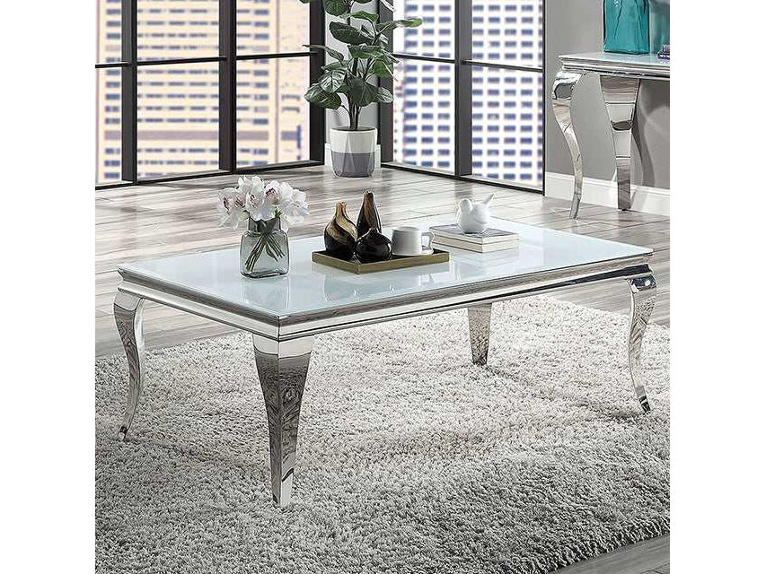 Wetzikon White/Silver Coffee Table - Ornate Home