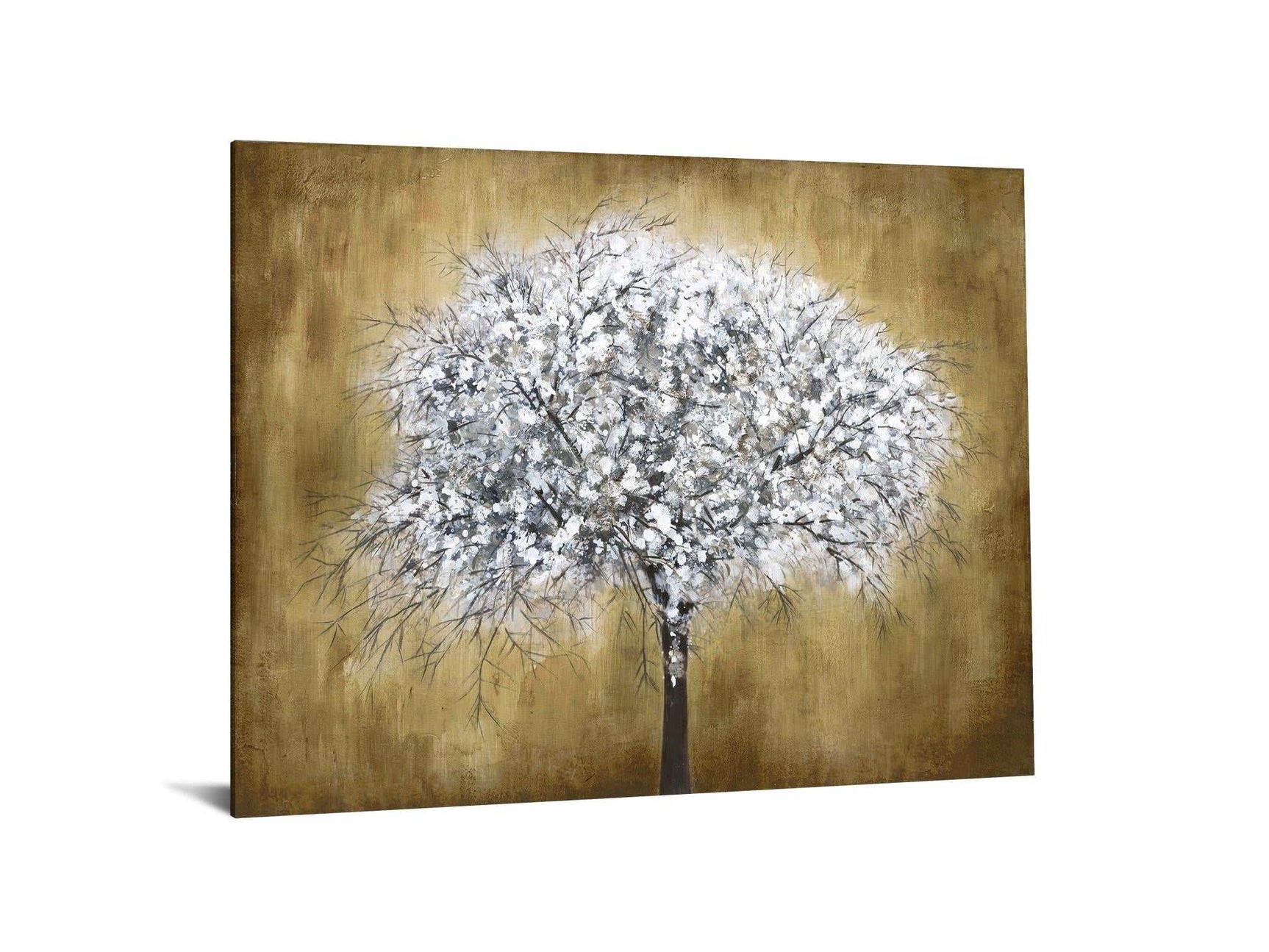 White Tree Tempered Glass w / Foil Wall Art - Ornate Home