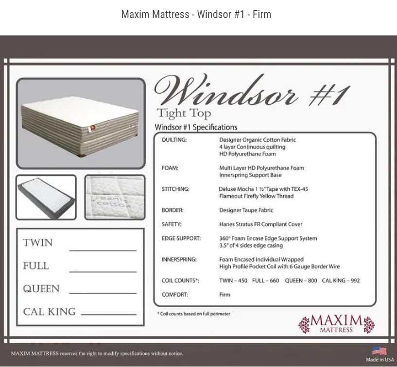 Windmill #1 Taupe Tight Top 12" Mattress / Extra Firm - Ornate Home