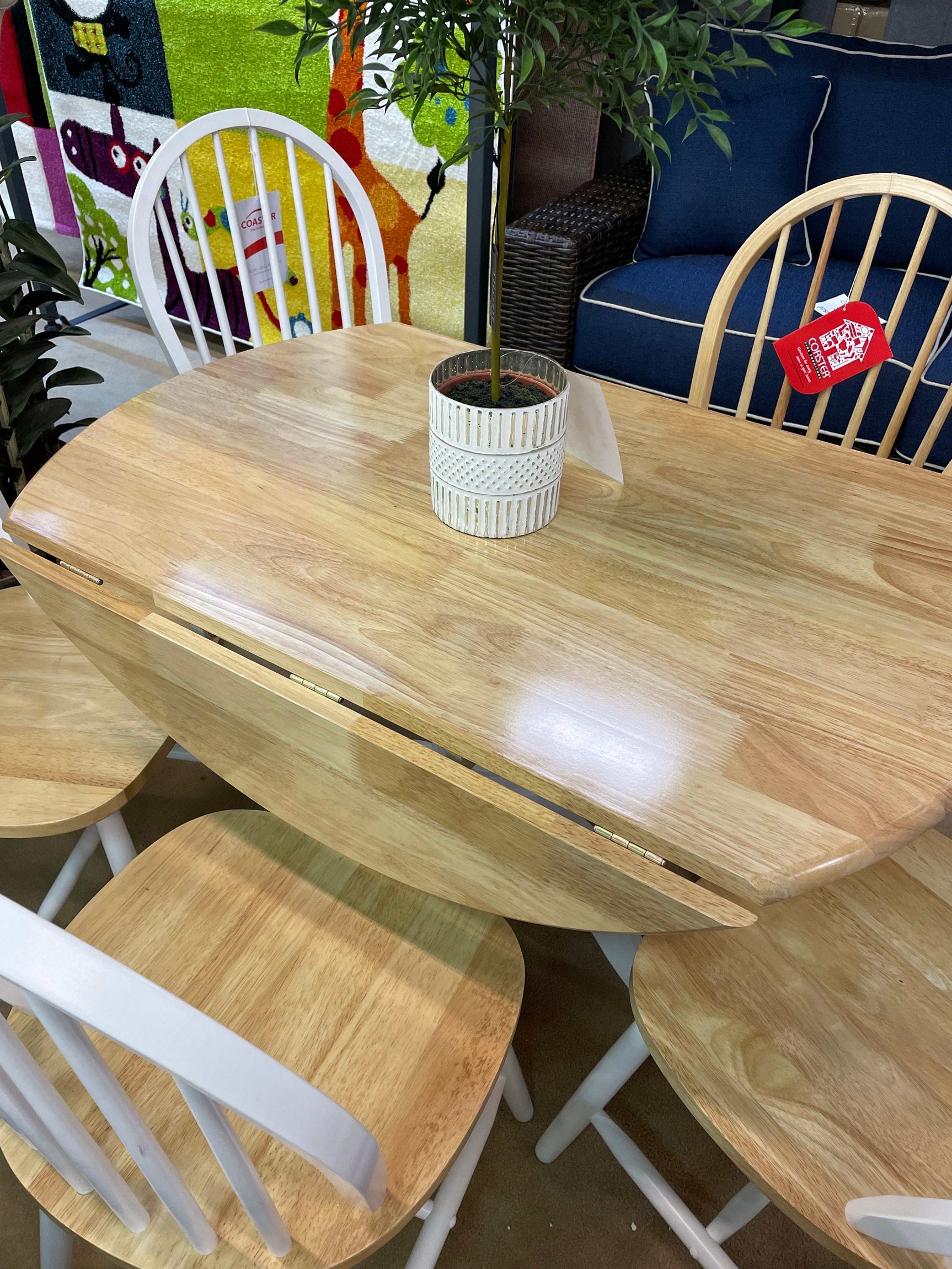 Windsor Natural Brown & White 5pc Drop Leaf Dining Set - Ornate Home