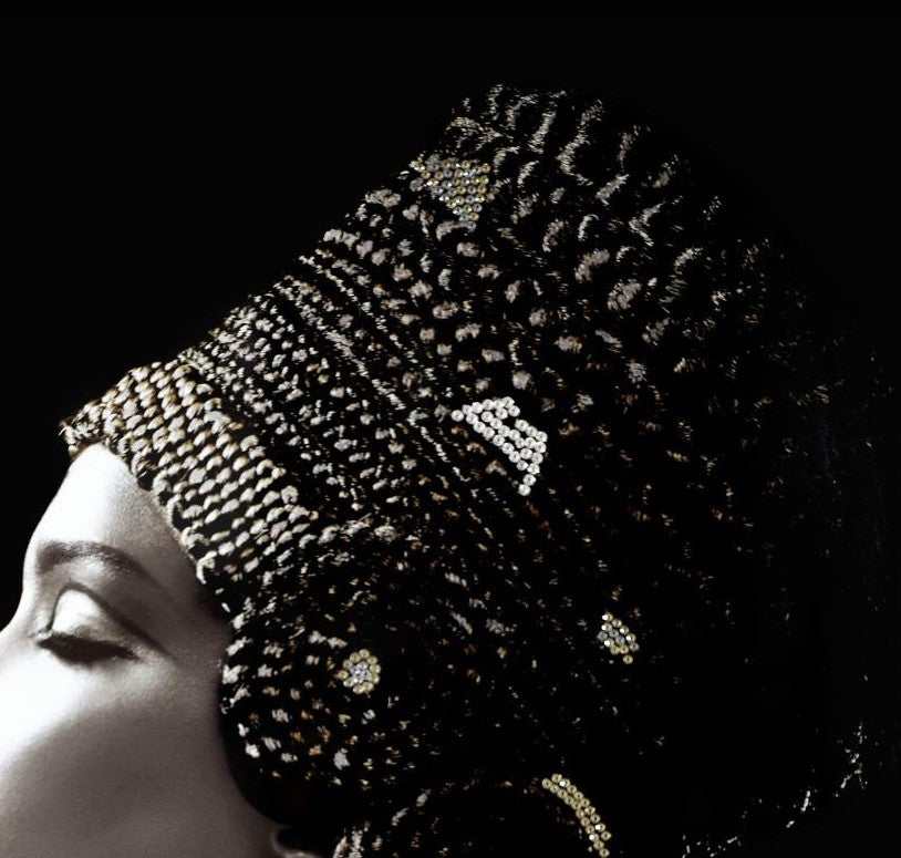 Woman Side Profile Tempered Glass w / Foil & Rhinestones Wall Art - Ornate Home