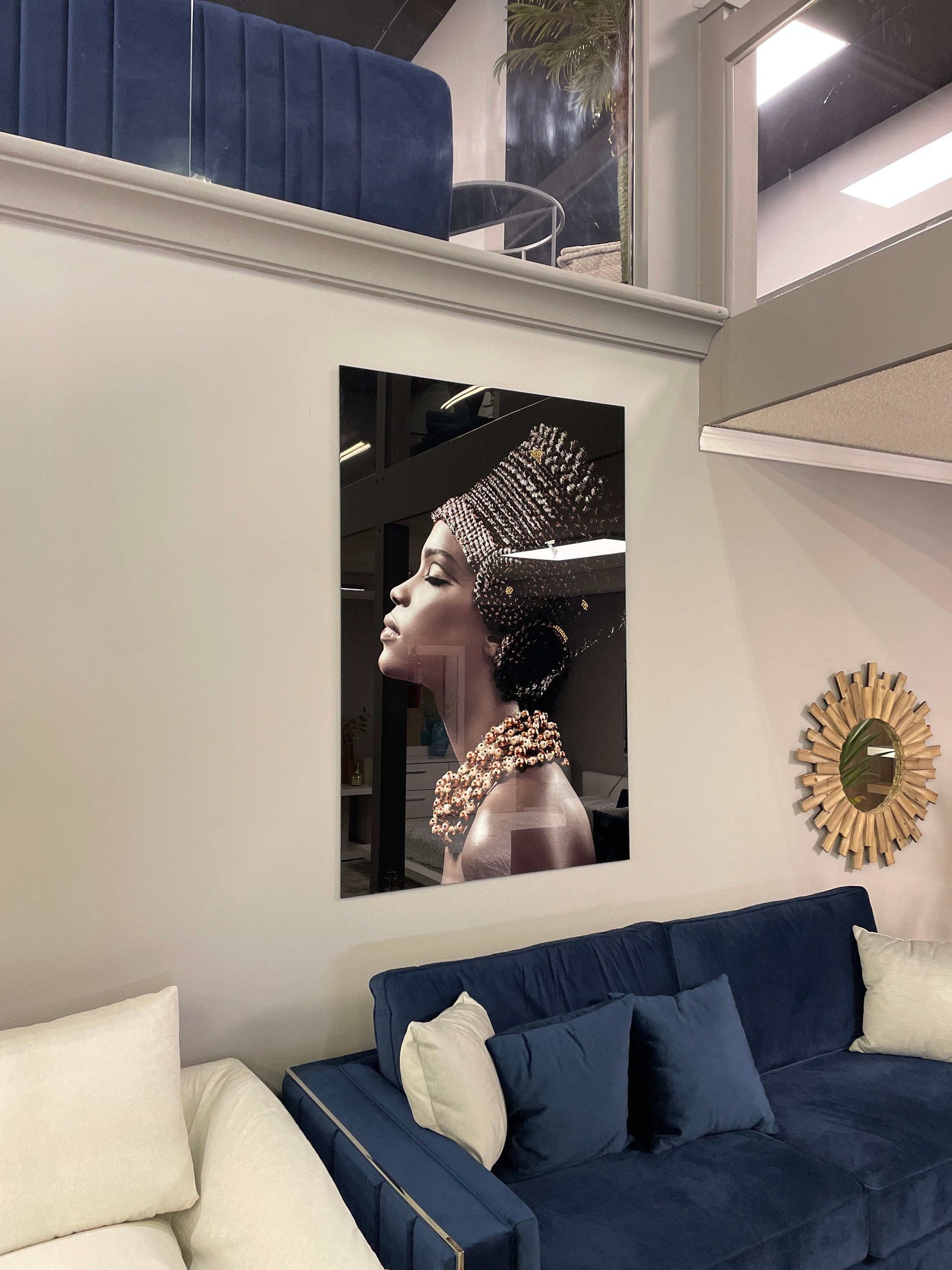 Woman Side Profile Tempered Glass w / Foil & Rhinestones Wall Art - Ornate Home