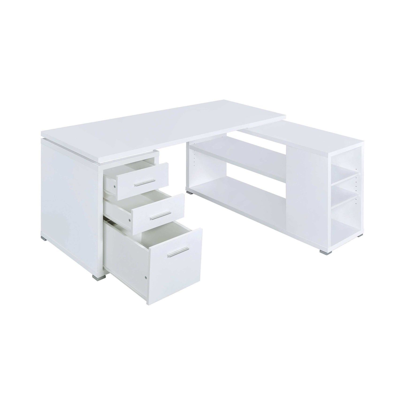 Yvette White L Shape Office Desk - Ornate Home