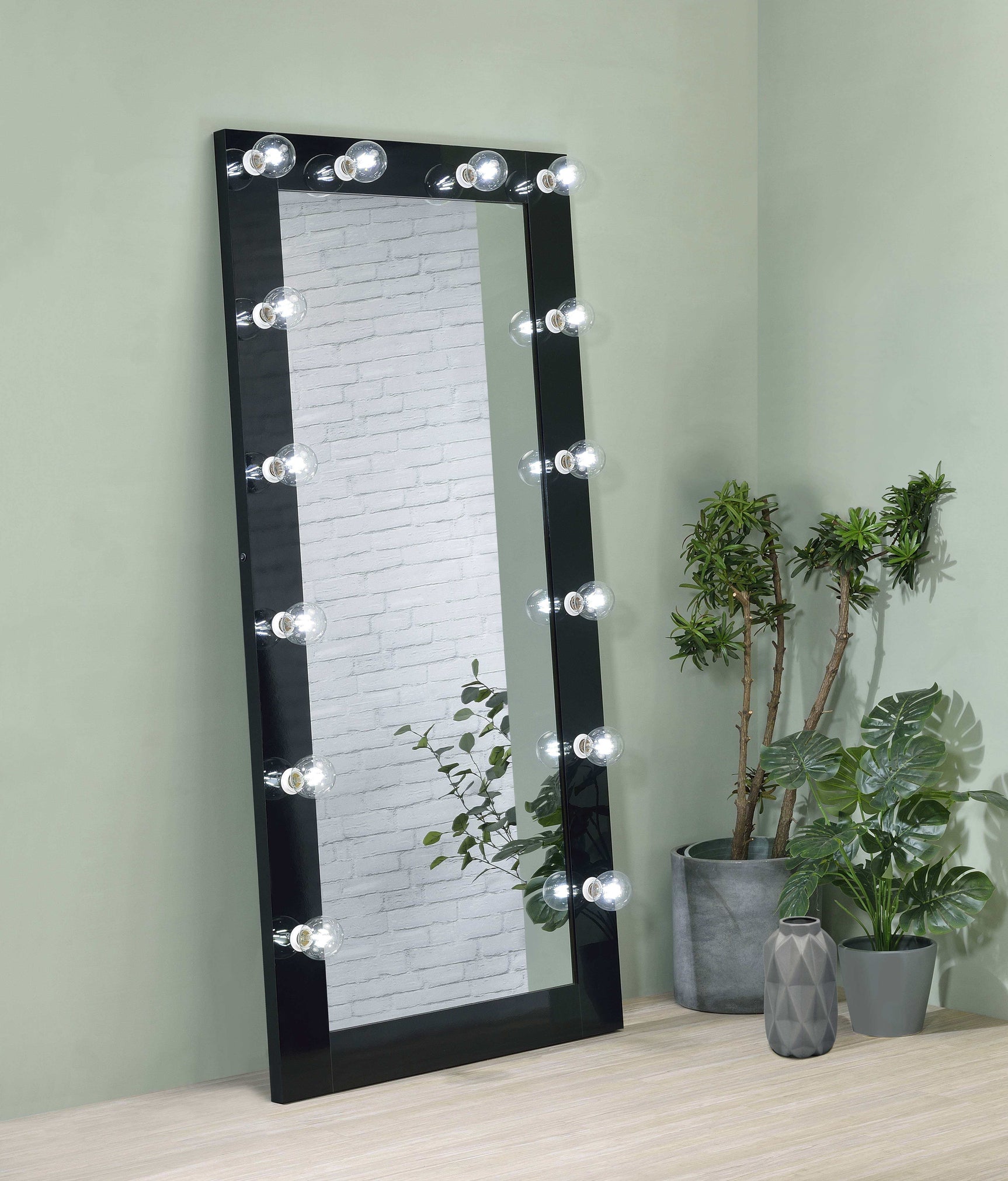 Zayan Black High Gloss Floor Mirror - Ornate Home
