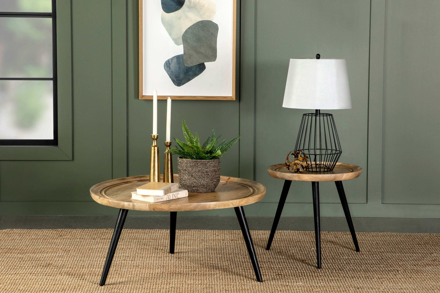 Zoe Natural / Black End Table - Ornate Home