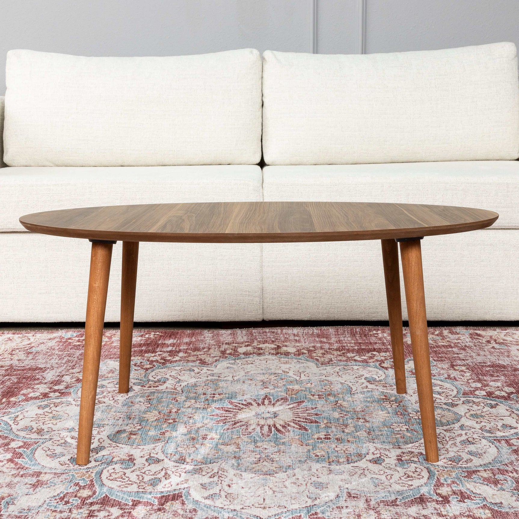 Zoey Walnut Ellipse Coffee Table - Ornate Home