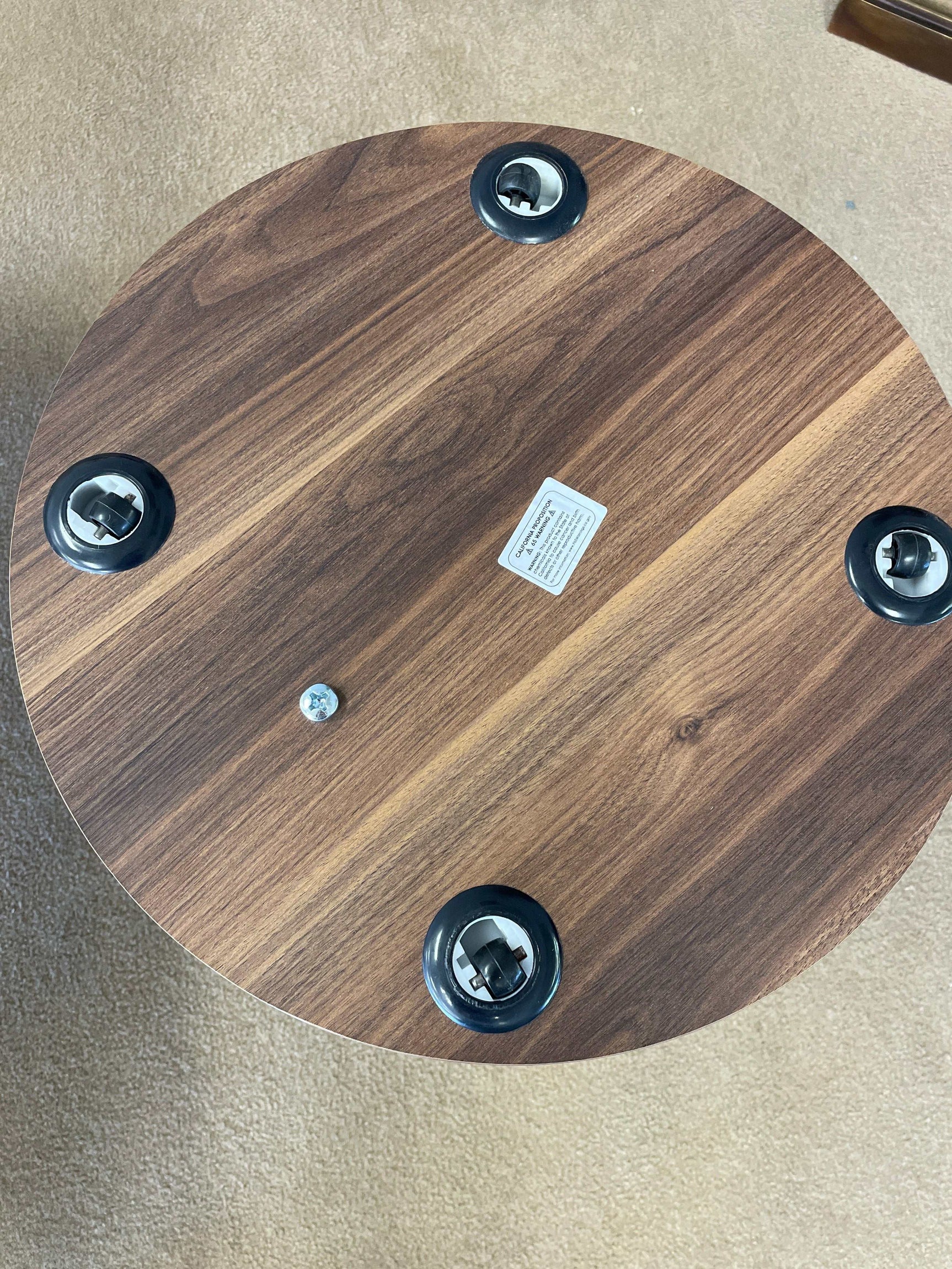 Zoey Walnut Round Snack Table w/ Casters - Ornate Home