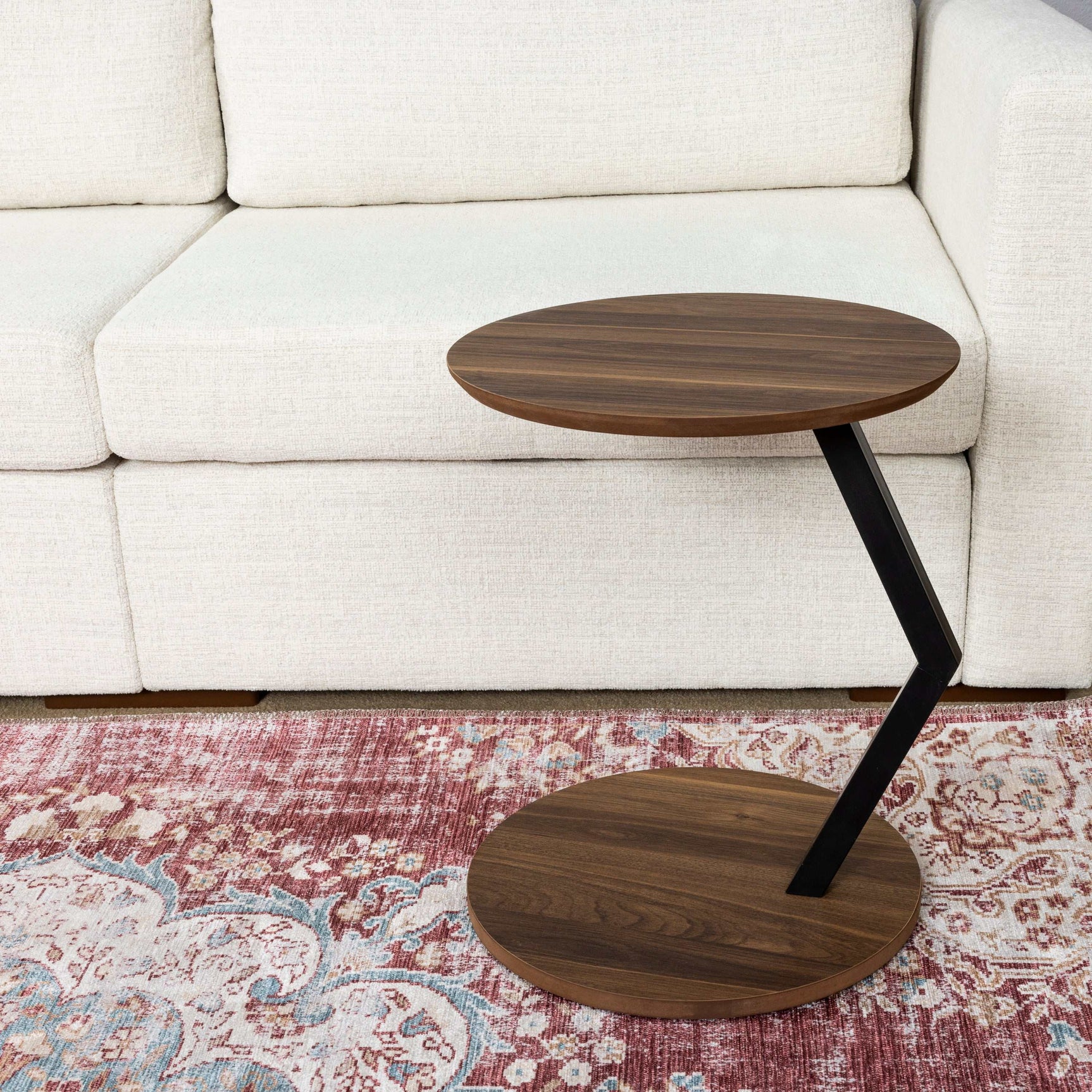 Zoey Walnut Round Snack Table w/ Casters - Ornate Home