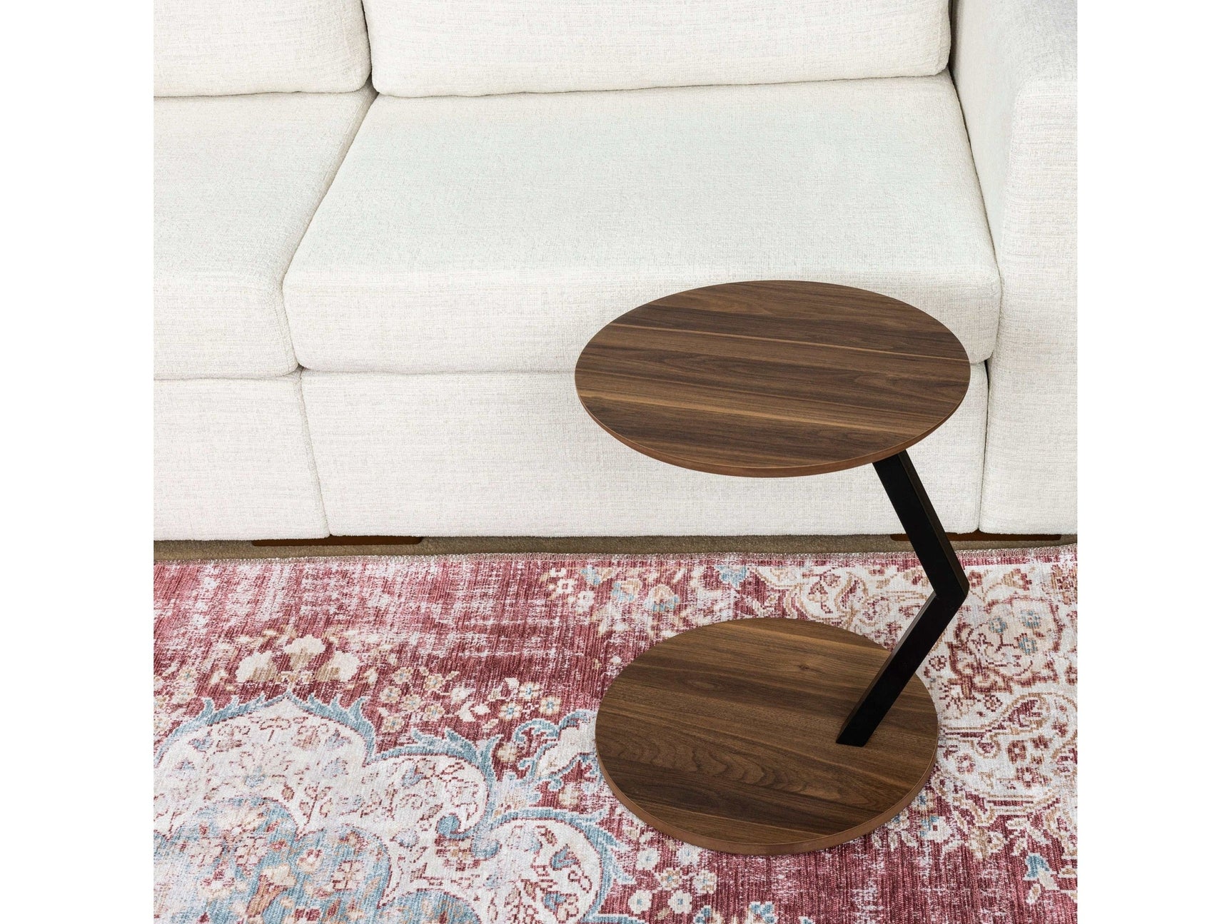 Zoey Walnut Round Snack Table w/ Casters - Ornate Home