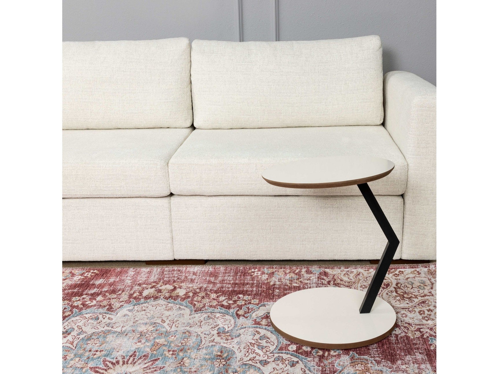 Zoey White Round Snack Table w/ Casters - Ornate Home