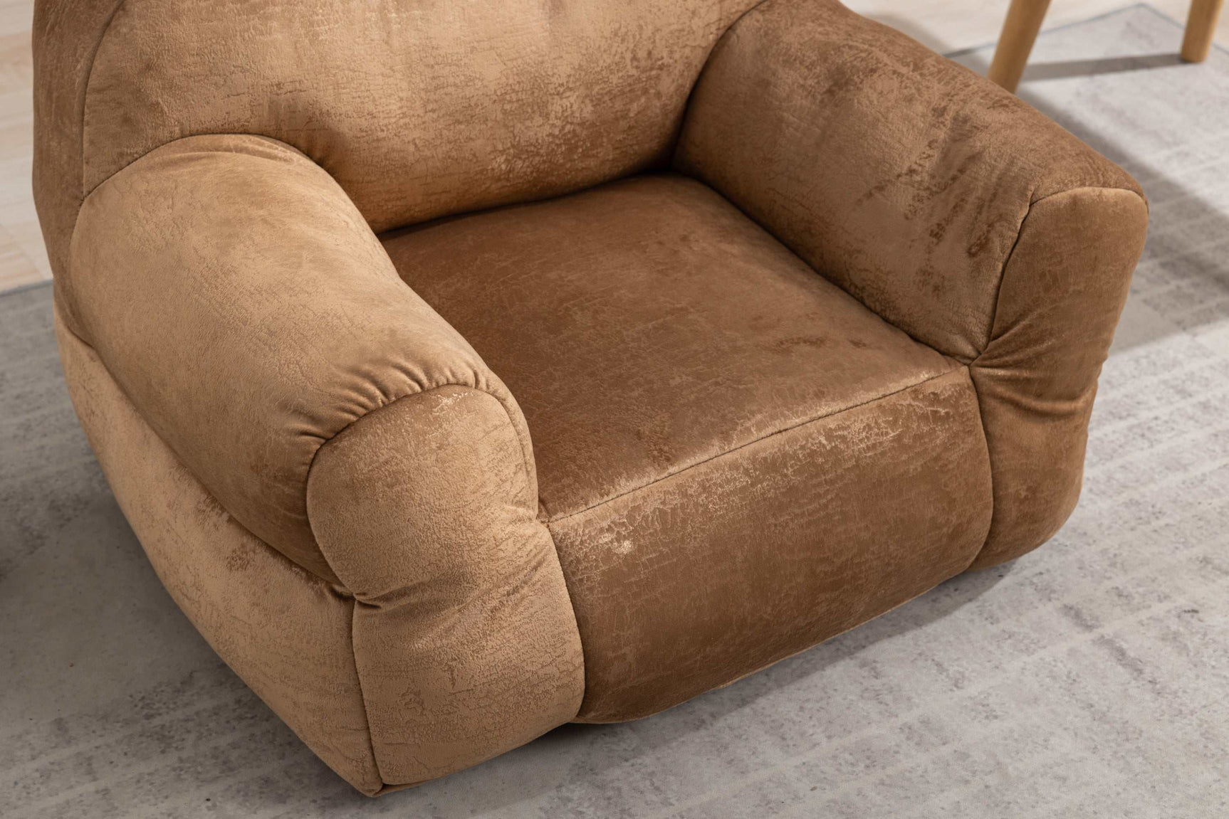 King Kids' Brown Velvet Bean Bag Chair - Ornate Home