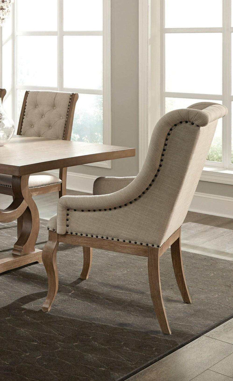 Brockway Cream & Barley Brown Arm Chairs (Set of 2) - Ornate Home
