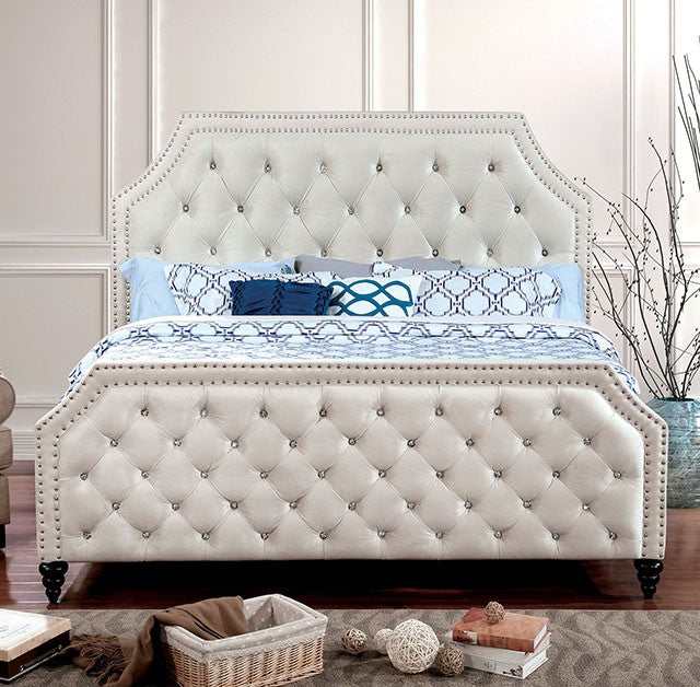 Claudine Beige Queen Bed - Ornate Home