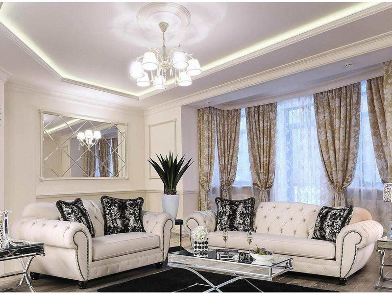 Gilda Beige Stationary Sofa & Loveseat 2pc - Ornate Home