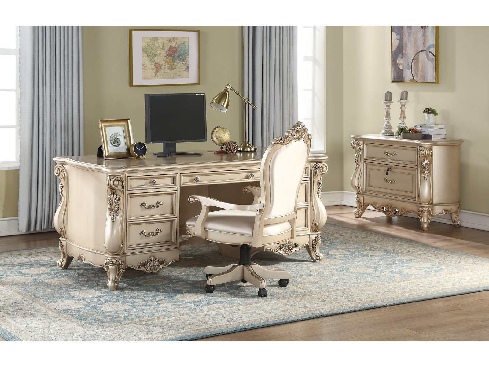 Gorsedd Antique White File (2 Drw) Ornate Furniture