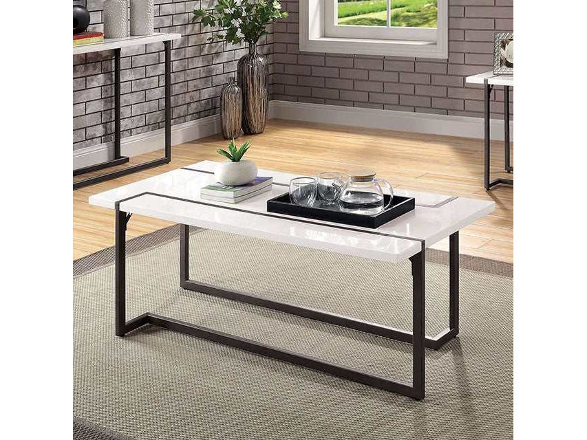 izar White/Gun Metal Coffee Table - Ornate Home