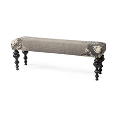 Alhambra Gray/Black Upholstered Seat Accent Bench