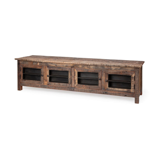 Wilton Medium Brown Reclaimed Wood and Metal Media Console