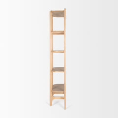 Taylin Light Brown Solid Wood Open Bookshelf