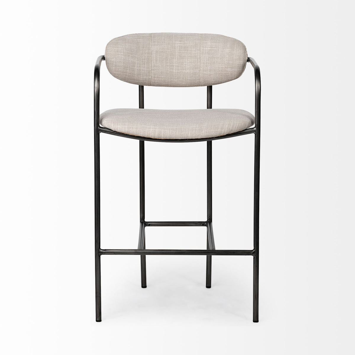 Parker Beige/Gunmetal Gray Fabric Seat Metal Counter Stool