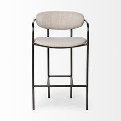Parker Beige/Gunmetal Gray Fabric Seat Metal Counter Stool
