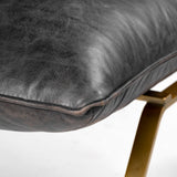 Flavelle Black Leather Cushion Seat and Solid Iron Base Accent Chair - Ornate Home
