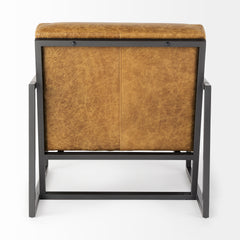 Armelle Brown/Gray Leather Seat Accent Chair