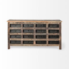 Wilton Brown Reclaimed Wood and Metal 16 Drawer Sideboard
