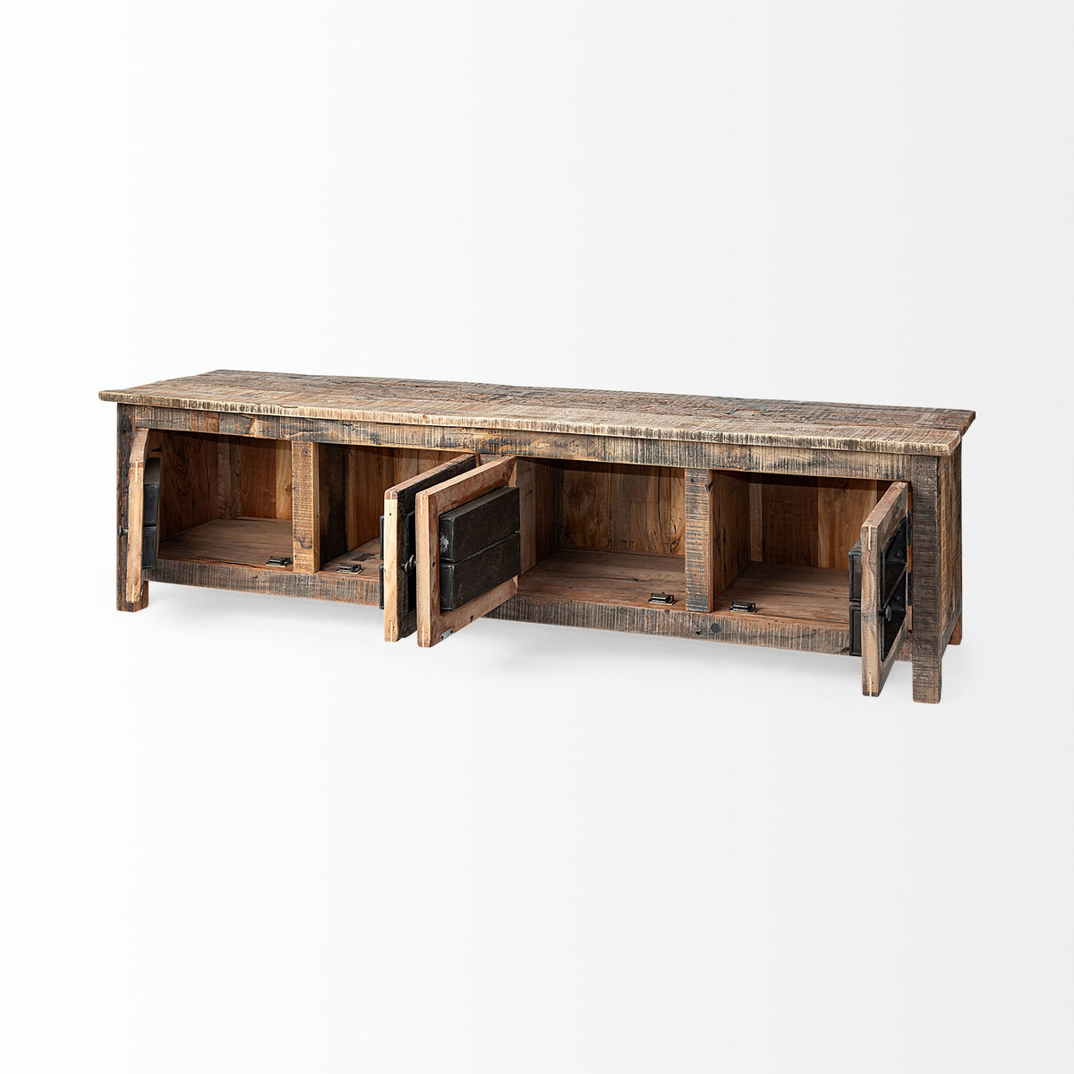 Wilton Medium Brown Reclaimed Wood and Metal Media Console