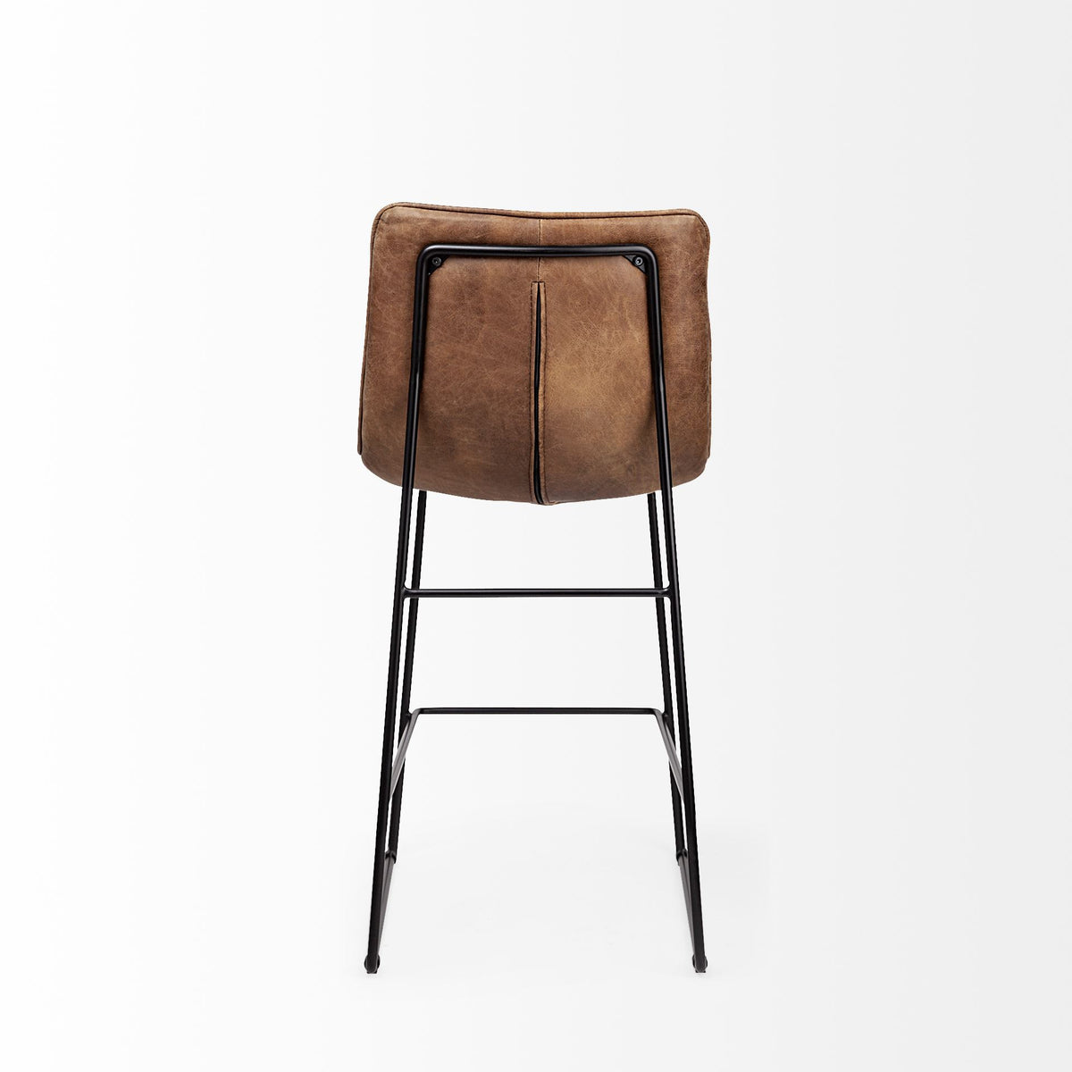 Meritt Brown/Black Leather Seat Metal Frame Stool