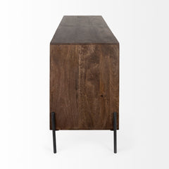 Glenn Dark Brown/Black Wood Frame 6 Drawer, 2 Door Cabinet Sideboard