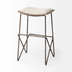Katniss Cream/Gold Fabric Seat Metal Frame Counter Stool