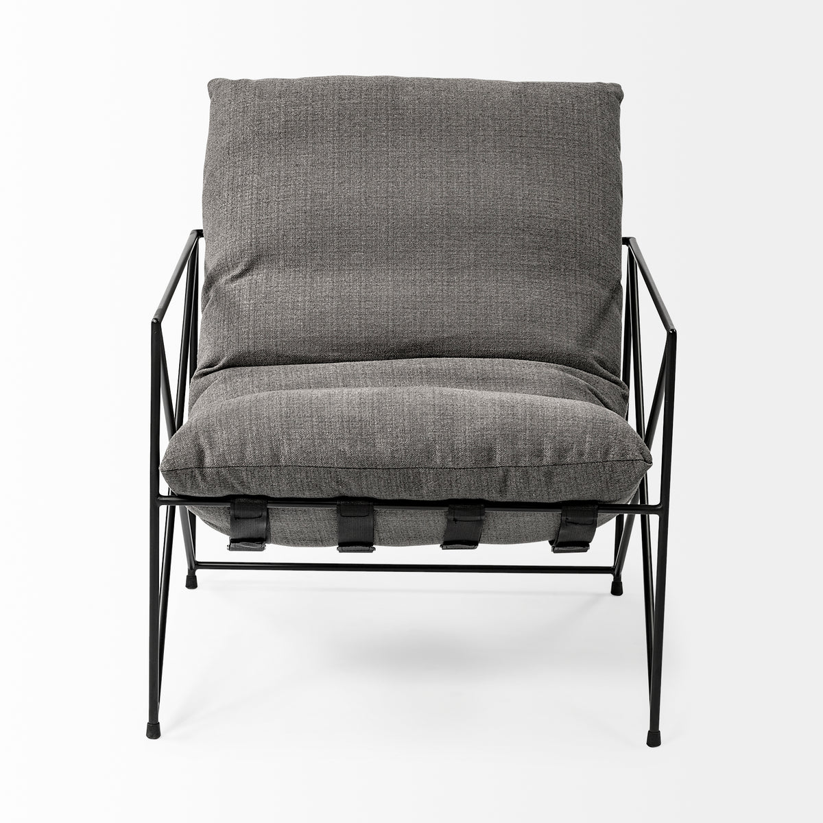 Leonidas Gray/Black Fabric Wrap Metal Frame Accent Chair