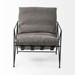 Leonidas Gray/Black Fabric Wrap Metal Frame Accent Chair