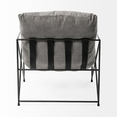 Leonidas Gray/Black Fabric Wrap Metal Frame Accent Chair