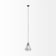 Prima Gold Metal and Glass Pyramid Pendant Light