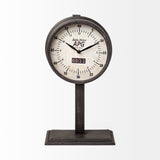 Attalack Black Metal Round Face Table Clock