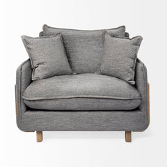Roy Castlerock Gray/Brown Upholstered and Wood Frame Arm Chair