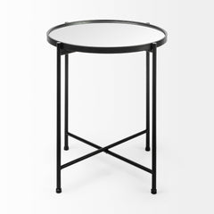 Samantha Black Small Mirror Top Accent Table